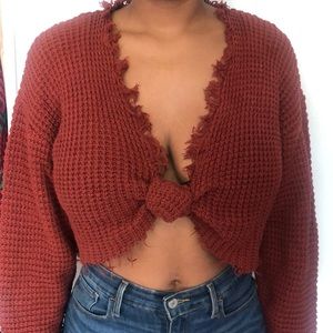 Cropped knit sweater